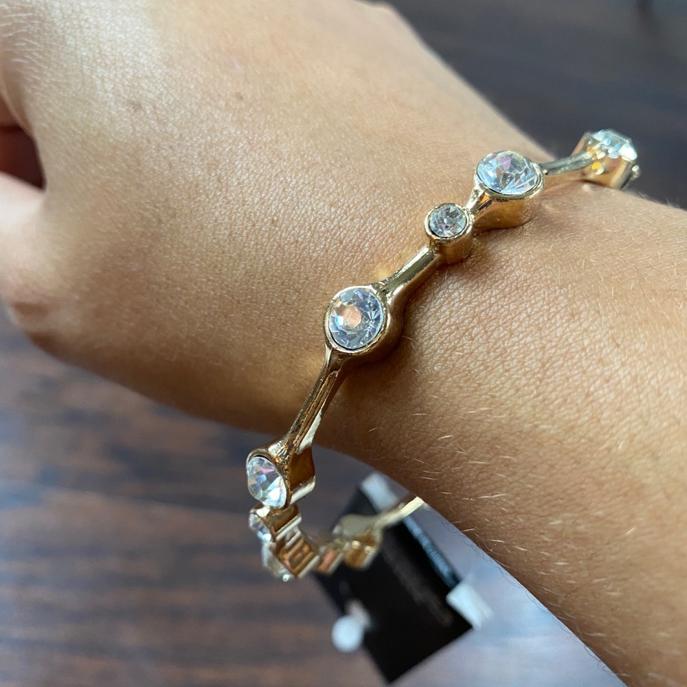 Gold and Rhinestone Bangle - Picture 4 of 6